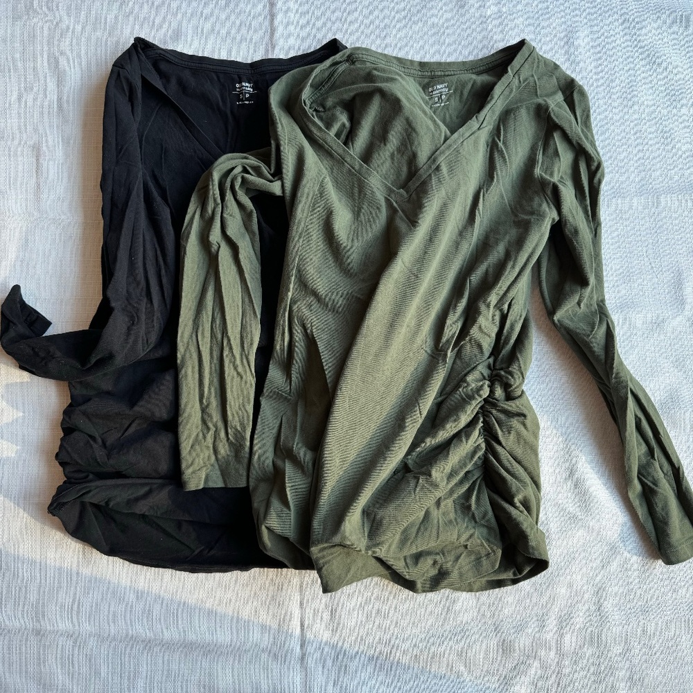 Lot of 2 Old Navy Maternity Long Sleeve Shirts - Size Small